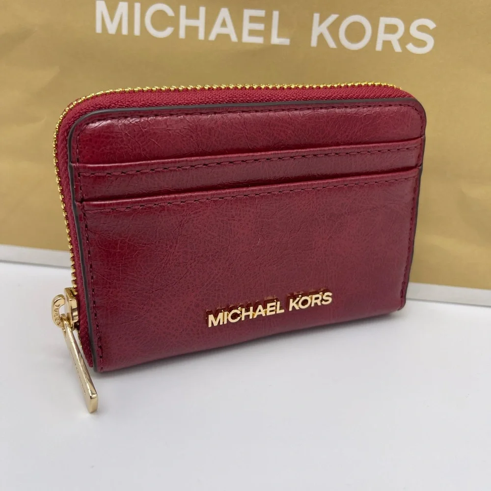 MICHAEL KORS Jet Set Medium Distressed Zip Around Card Case
Cherry 
NWT - Picture 11 of 16